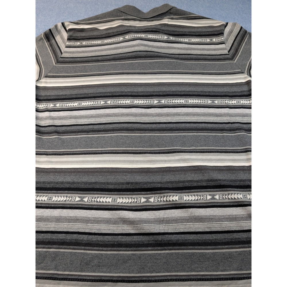 Chaps Mens XL Polo Shirt Grey Black Striped Southwestern Geometric Cotton S/S - Picture 9 of 9
